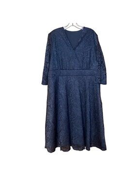 Elegant Womens Long Sleeve Lace Dress With V-Neckline In Gray Size 24W